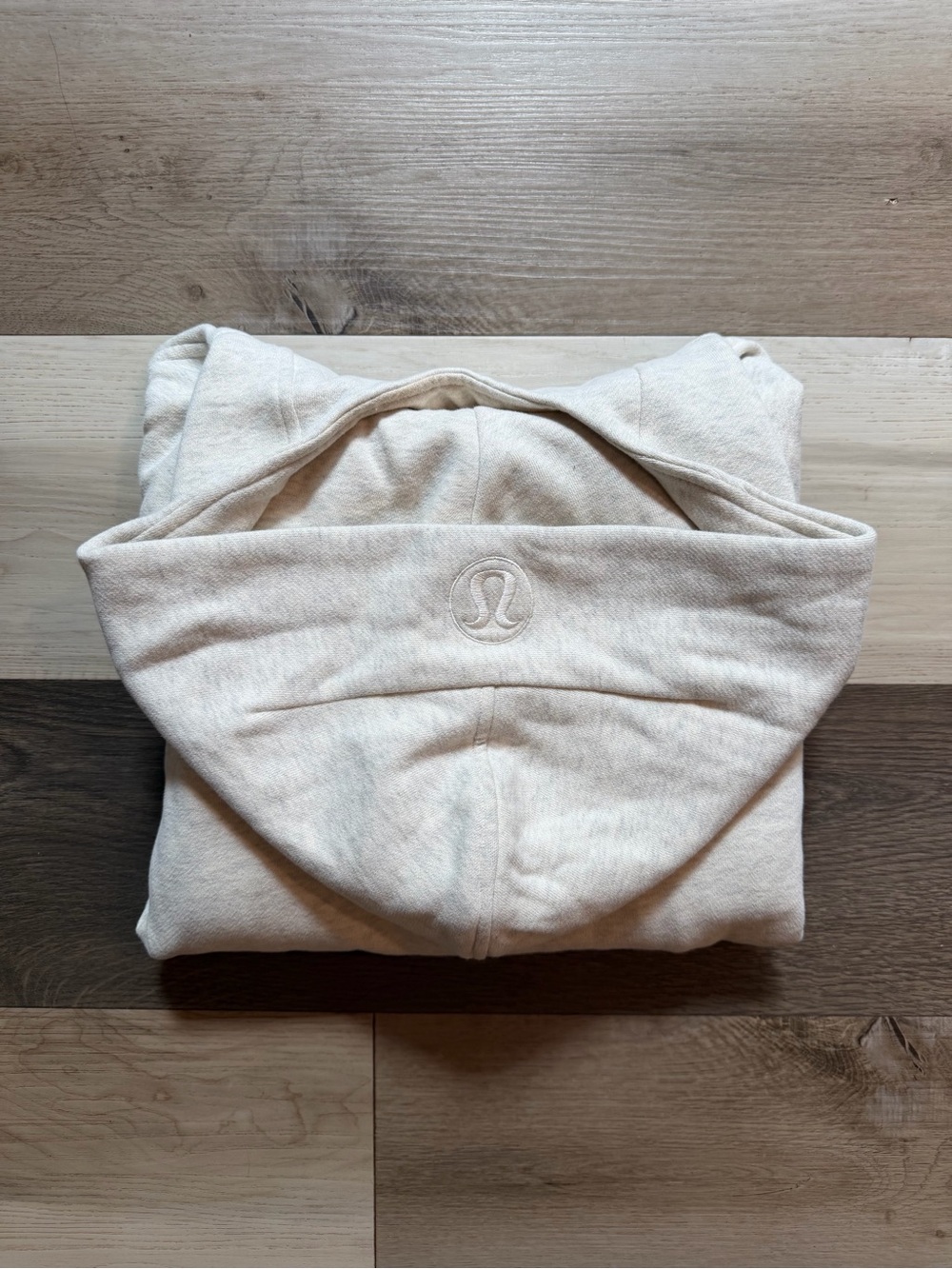 Lululemon Heathered Cream Pullover Scuba Hoodie w/ Pocket & Thumb Hole Size XS/S